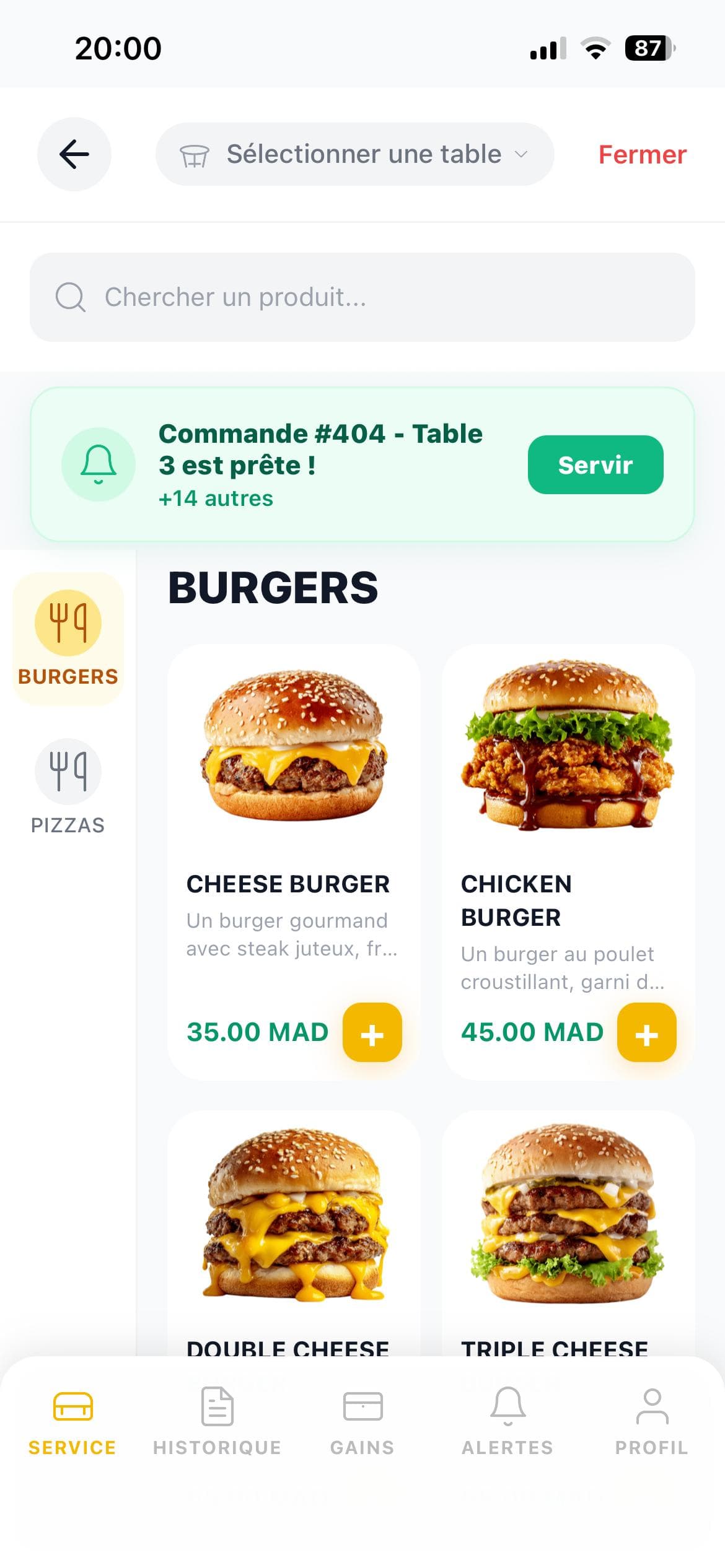 NFTech app — service screen